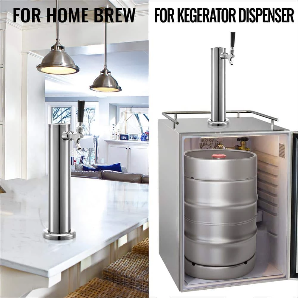 Beer Tower Stainless Steel Single Faucet Kegerator Tower 3 in. Dia. Column Beer Dispenser Tower With Hose, Wrench, Cover by VEVOR 5 Beer Tower Stainless Steel Single Faucet Kegerator Tower 3 in. Dia. Column Beer Dispenser Tower With Hose, Wrench, Cover by VEVOR - Image 5