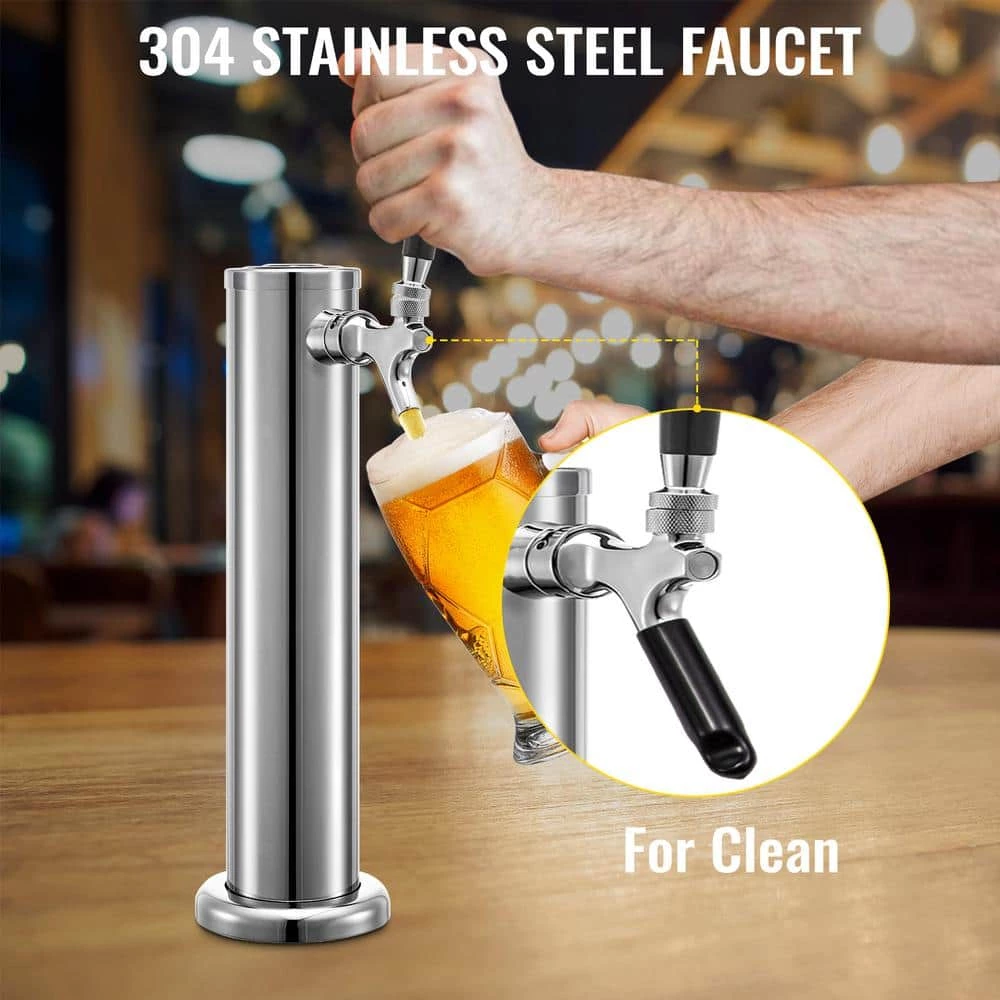 Beer Tower Stainless Steel Single Faucet Kegerator Tower 3 in. Dia. Column Beer Dispenser Tower With Hose, Wrench, Cover by VEVOR 3 Beer Tower Stainless Steel Single Faucet Kegerator Tower 3 in. Dia. Column Beer Dispenser Tower With Hose, Wrench, Cover by VEVOR - Image 3