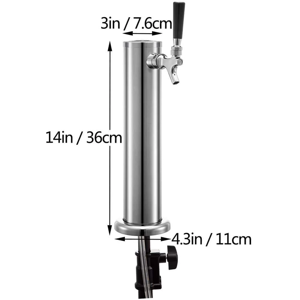 Beer Tower Stainless Steel Single Faucet Kegerator Tower 3 in. Dia. Column Beer Dispenser Tower With Hose, Wrench, Cover by VEVOR 7 Beer Tower Stainless Steel Single Faucet Kegerator Tower 3 in. Dia. Column Beer Dispenser Tower With Hose, Wrench, Cover by VEVOR - Image 7