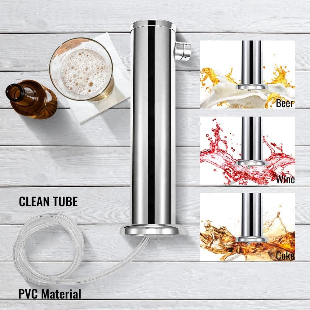 Beer Tower Stainless Steel Single Faucet Kegerator Tower 3 in. Dia. Column Beer Dispenser Tower With Hose, Wrench, Cover by VEVOR 6 Beer Tower Stainless Steel Single Faucet Kegerator Tower 3 in. Dia. Column Beer Dispenser Tower With Hose, Wrench, Cover by VEVOR - Image 6