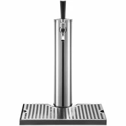 Beer Tower Silver Single Faucet Kegerator Tower 304-Stainless Steel Beer Dispenser Tower with Drip Tray for Home and Bar by VEVOR