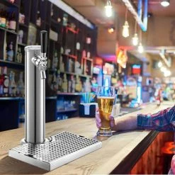 Kegerator Tower Silver Kit Single Tap Stainless Steel Deluxe Kegerator Tower Kit with Removable Drip Tray for Home by VEVOR -Bar Accessories Sales vevor cocktail sets pjzdttpqbfpqgz001v0 31 1000