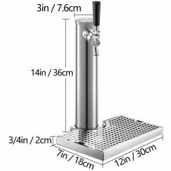 Kegerator Tower Silver Kit Single Tap Stainless Steel Deluxe Kegerator Tower Kit with Removable Drip Tray for Home by VEVOR -Bar Accessories Sales vevor cocktail sets pjzdttpqbfpqgz001v0 40 1000