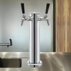 Beer Tower 3 in. Dia. Silver Column Stainless Steel Draft Double Adjustable Faucet Kegerator Tower for Home and Bar by VEVOR -Bar Accessories Sales vevor cocktail sets pjzsthtdjltpjt001v0 31 1000