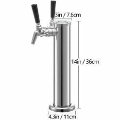 Beer Tower 3 in. Dia. Silver Column Stainless Steel Draft Double Adjustable Faucet Kegerator Tower for Home and Bar by VEVOR -Bar Accessories Sales vevor cocktail sets pjzsthtdjltpjt001v0 76 1000