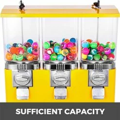 3 Head Candy Machine 1 in. Gumball Vending Machine with Stand and Adjustable Candy Outlet Size for Gaming Stores, Yellow by VEVOR -Bar Accessories Sales vevor cocktail sets tgj3g000000000001v0 c3 1000