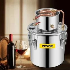 Alcohol Distiller 3 Gal. Stainless Steel Whiskey Making Kit with Circulating Pump & Build-In Thermometer for DIY Alcohol by VEVOR -Bar Accessories Sales vevor cocktail sets zlsj3galdtdb00001v1 31 1000