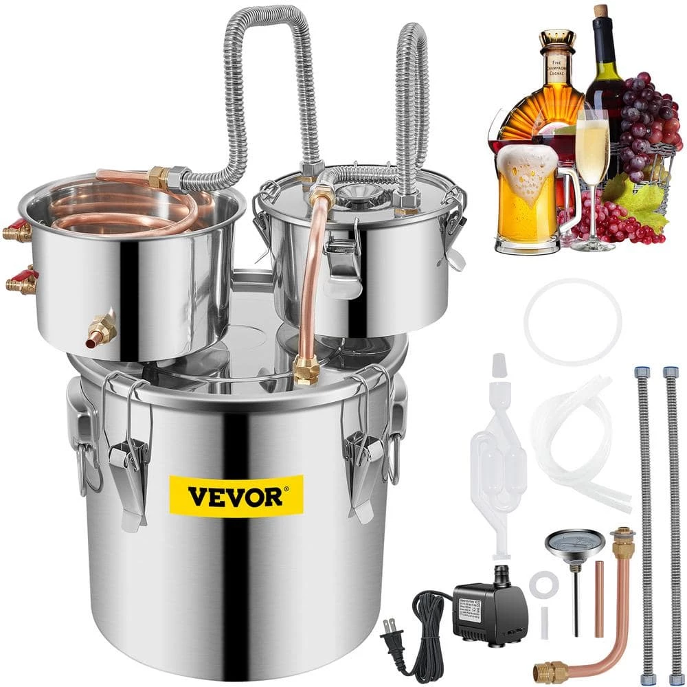 Alcohol Still 3 Gal. Stainless Steel Alcohol Distiller Home Brewing Kit with Copper Tube & Water Pump for DIY Whiskey by VEVOR 1 Alcohol Still 3 Gal. Stainless Steel Alcohol Distiller Home Brewing Kit with Copper Tube & Water Pump for DIY Whiskey by VEVOR