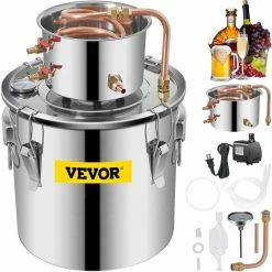 Alcohol Still 5 Gal. Stainless Steel Distillery Kit with Circulating Pump & Build-In Thermometer for DIY Alcohol by VEVOR