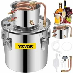 5 Gal. Alcohol Still Stainless Steel Water Alcohol Distiller Copper Tube Home Brewing Kit for DIY Whisky Wine Brandy by VEVOR