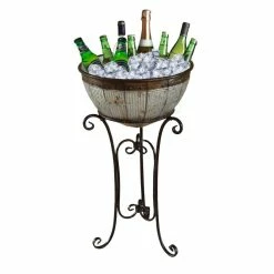 Galvanized Metal Beverage Cooler Tub with Stand by Vintiquewise