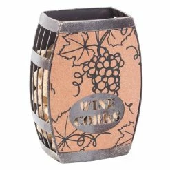 Vintage Decorative Metal Barrel Shaped Tabletop Countertop Wine Cork Holder by Vintiquewise