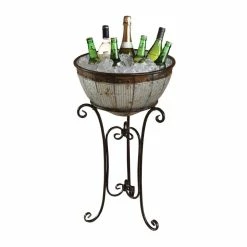 Galvanized Metal Standing Beverage Cooler Tub with Liner by Vintiquewise