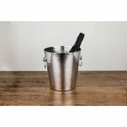 5.35 Gal. Holds Hammered Metal Ice Bucket, Metal Drink Tub With Handles, Wine and Beer Chiller by Viski -Bar Accessories Sales viski cocktail sets 2665 4f 1000