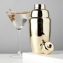 Gold Heavyweight Cocktail Shaker Set 17 oz. Stainless Steel Shaker with Strainer by Viski -Bar Accessories Sales viski cocktail sets 4815 1f 1000