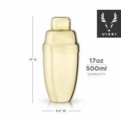 Gold Heavyweight Cocktail Shaker Set 17 oz. Stainless Steel Shaker with Strainer by Viski -Bar Accessories Sales viski cocktail sets 4815 4f 1000