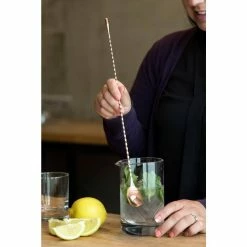 Copper Weighted Stainless Steel Barspoon, Japanese Style Twisted Stem Handle, Teardrop Weight by Viski -Bar Accessories Sales viski cocktail sets 4953 1f 1000