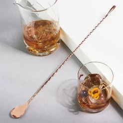 Copper Weighted Stainless Steel Barspoon, Japanese Style Twisted Stem Handle, Teardrop Weight by Viski -Bar Accessories Sales viski cocktail sets 4953 44 1000