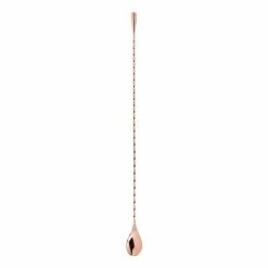 Copper Weighted Stainless Steel Barspoon, Japanese Style Twisted Stem Handle, Teardrop Weight by Viski
