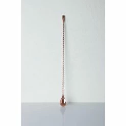 Copper Weighted Stainless Steel Barspoon, Japanese Style Twisted Stem Handle, Teardrop Weight by Viski -Bar Accessories Sales viski cocktail sets 4953 76 1000