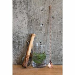 Copper Weighted Stainless Steel Barspoon, Japanese Style Twisted Stem Handle, Teardrop Weight by Viski -Bar Accessories Sales viski cocktail sets 4953 fa 1000