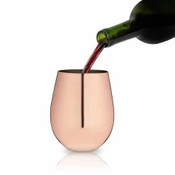 18 oz. Copper Wine Glasses, Stemless Wine Glass Set, Stainless Steel with Copper (Set of 2) by Viski -Bar Accessories Sales viski cocktail sets 5221 4f 1000