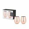 18 oz. Copper Wine Glasses, Stemless Wine Glass Set, Stainless Steel with Copper (Set of 2) by Viski