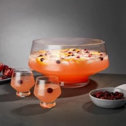 Footed Glass Punch Bowl, Heavy Base Bowl with Angled Design, Party Serveware For Cocktails, Functional Centerpiece by Viski -Bar Accessories Sales viski cocktail sets 6447 31 1000