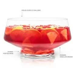 Footed Glass Punch Bowl, Heavy Base Bowl with Angled Design, Party Serveware For Cocktails, Functional Centerpiece by Viski -Bar Accessories Sales viski cocktail sets 6447 c3 1000