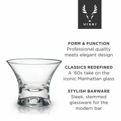 7 oz. Heavy Base Crystal Manhattan Glasses (Set of 2) Lead-Free Premium Crystal Clear Glass, Cocktail Gift Set by Viski -Bar Accessories Sales viski cocktail sets 9508 1f 1000