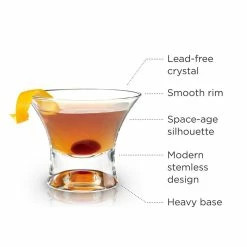 7 oz. Heavy Base Crystal Manhattan Glasses (Set of 2) Lead-Free Premium Crystal Clear Glass, Cocktail Gift Set by Viski -Bar Accessories Sales viski cocktail sets 9508 4f 1000