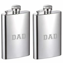 Dad Edition 4 oz. Mini Mirrored Stainless Steel Liquor Flask (Set of 2) by Visol