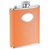 Sunbeam Orange Leather Stainless Steel Hip Flask by Visol