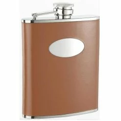 Bobcat Brown Leather Stainless Steel 18 oz. Hip Flask by Visol