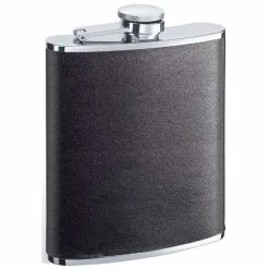 Zano Black Leather Hip Flask by Visol