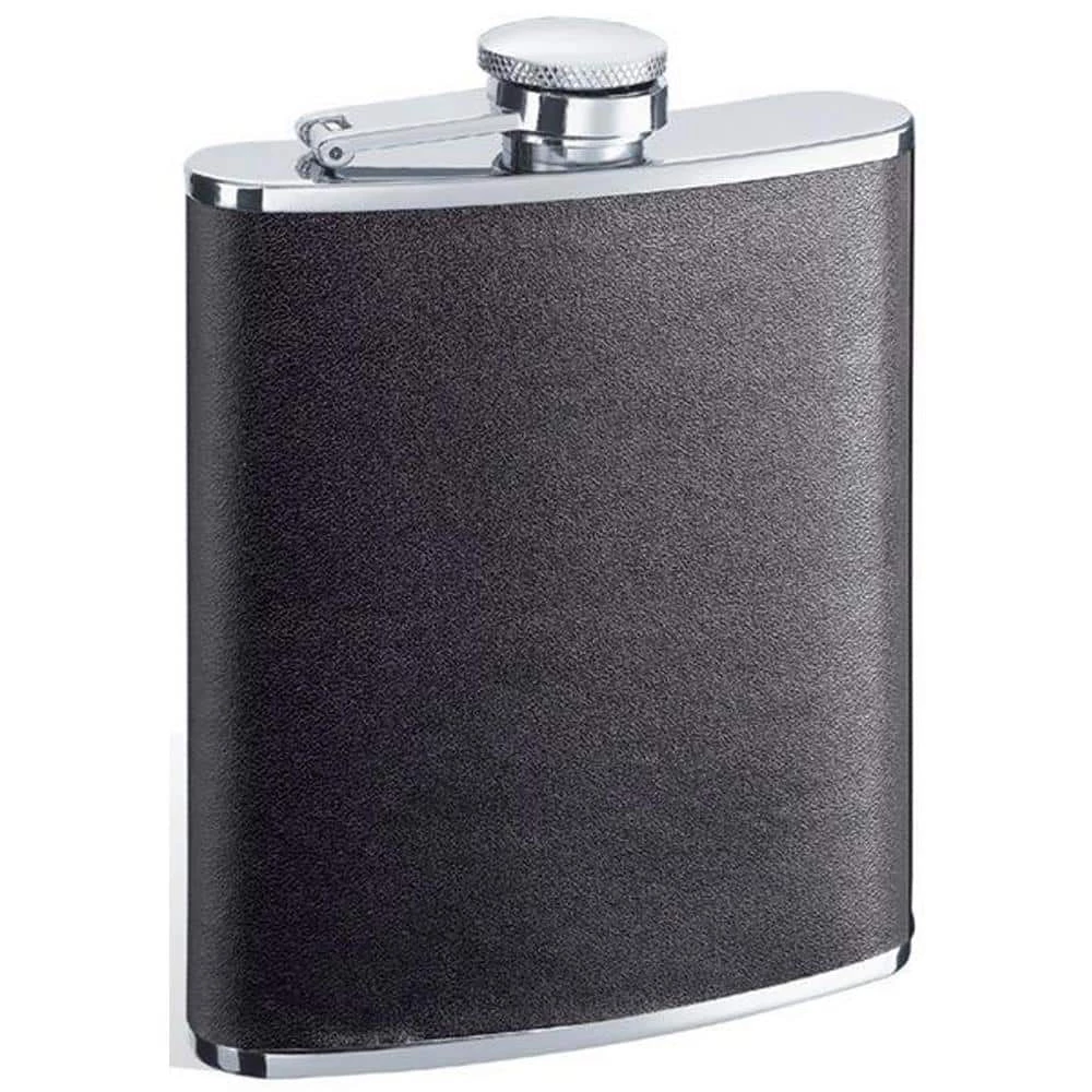 Zano Black Leather Hip Flask by Visol 1 Zano Black Leather Hip Flask by Visol
