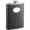 Noir Black Crocodile Leather Hip Flask by Visol