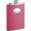 Britney Hot Pink Leather Stainless Steel 8 oz. Hip Flask by Visol