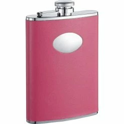 Britney Hot Pink Leather Stainless Steel 8 oz. Hip Flask by Visol