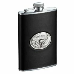 Hell Rider Black Leather with Emblem Liquor Flask by Visol