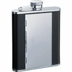 Pierre Black Flask with Built-in Cigarette Case by Visol