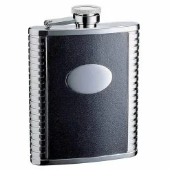 Tux Black Leather and Stainless Steel Liquor Flask by Visol