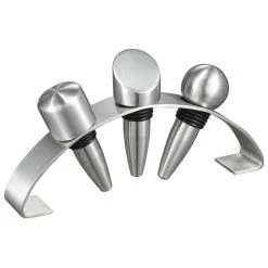 Barlow Stainless Steel Wine Stoppers with Arched Stand (Set of 3) by Visol