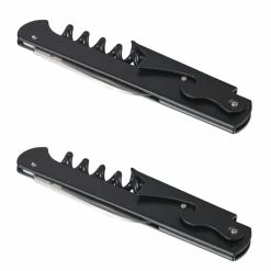 Zoro Matte Black Corkscrewer with Bottle Opener (Set of 2) by Visol