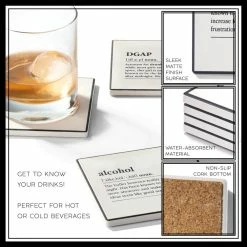 Definitions Set Of 4 Ceramic Coasters 4.25''D by American Atelier -Bar Accessories Sales whites american atelier coasters 1185331 1f 1000