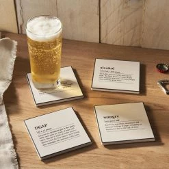 Definitions Set Of 4 Ceramic Coasters 4.25''D by American Atelier -Bar Accessories Sales whites american atelier coasters 1185331 31 1000