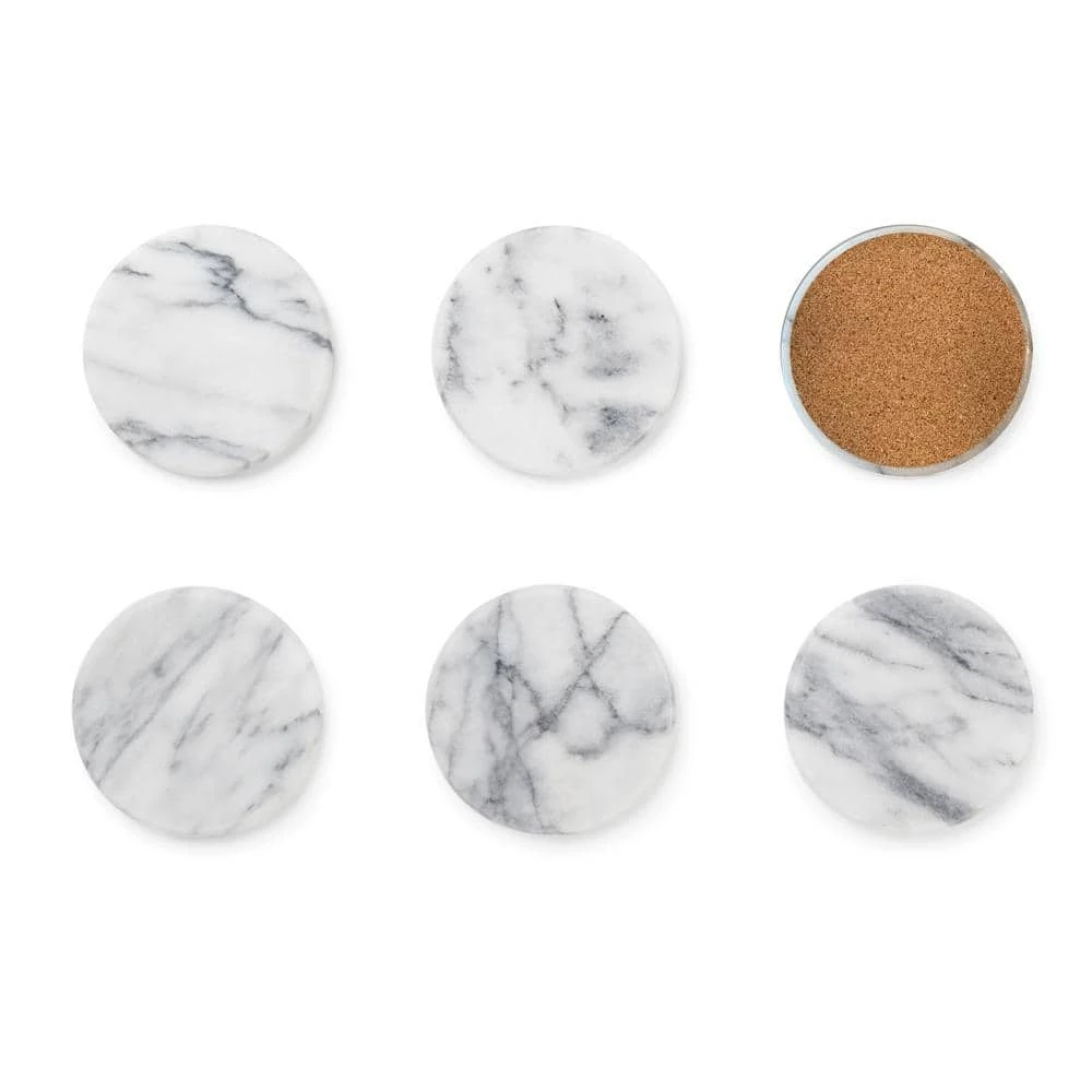 White Marble Coaster S/6 by Fox Run 4 White Marble Coaster S/6 by Fox Run - Image 4