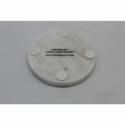 White Marble Screened "LOVE, LAUGH, LOVE" Round Coasters (4 pc set) by Jodhpuri -Bar Accessories Sales whites jodhpuri coasters 65273 4f 1000