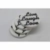 White Marble Screened "LOVE, LAUGH, LOVE" Round Coasters (4 pc set) by Jodhpuri