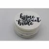 White Marble Screened "HOME SWEET HOME" Round Coasters (4 pc set) by Jodhpuri